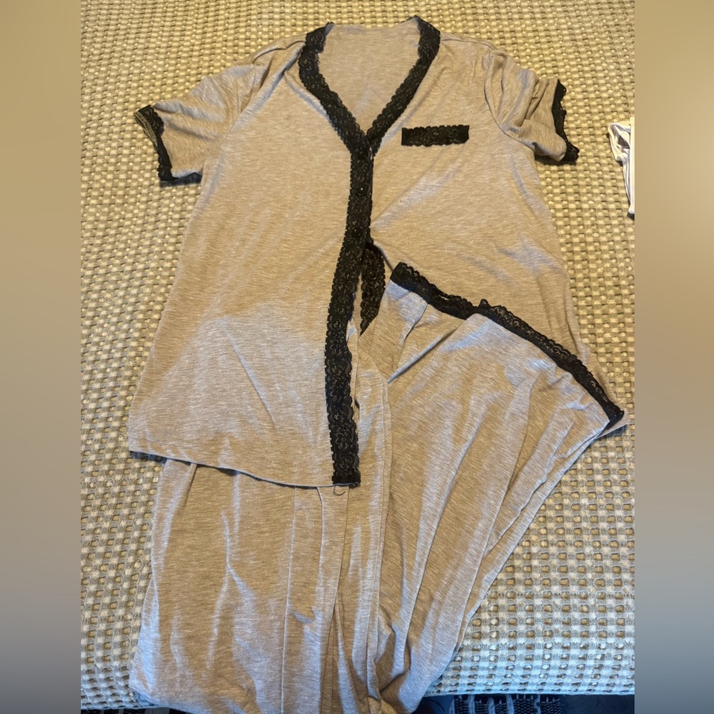 Small maternity PJ set runs big